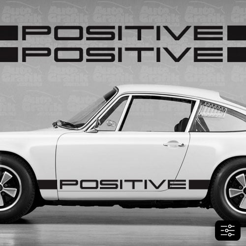 Image of POSITIVE IROC TYPE SIDE SCRIPT DECAL SET - YOUR CUSTOM TEXT