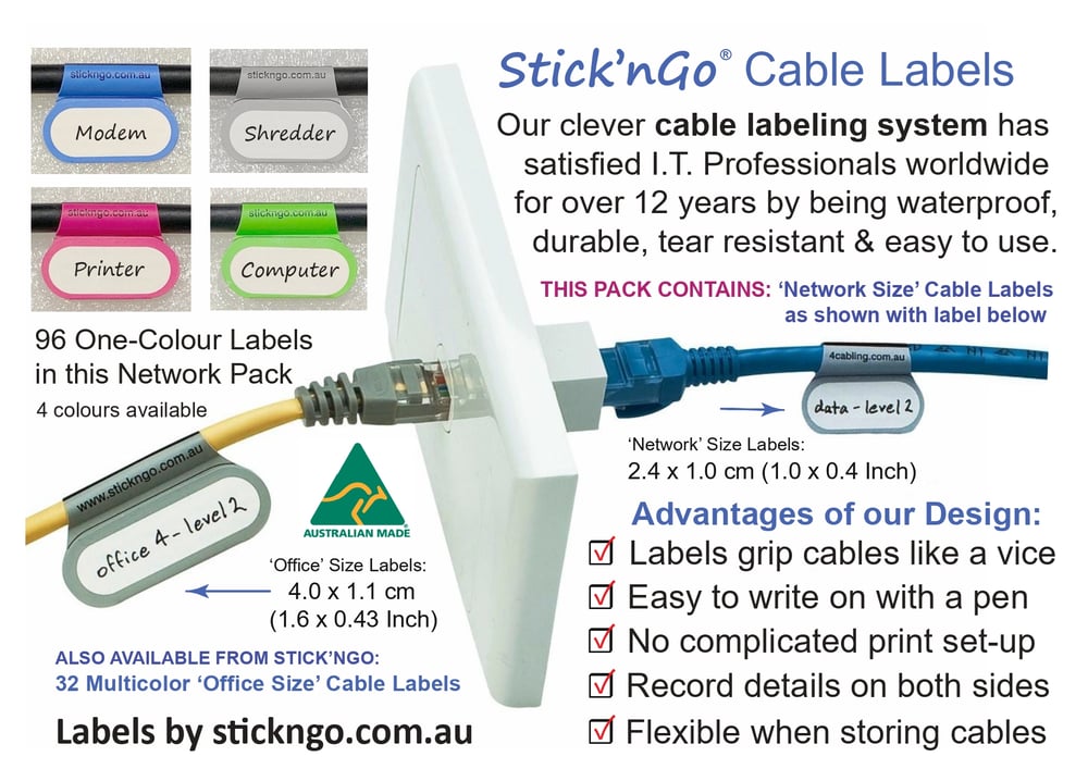 Cable Labels - SMALL (for network & device cables) | stick'ngo