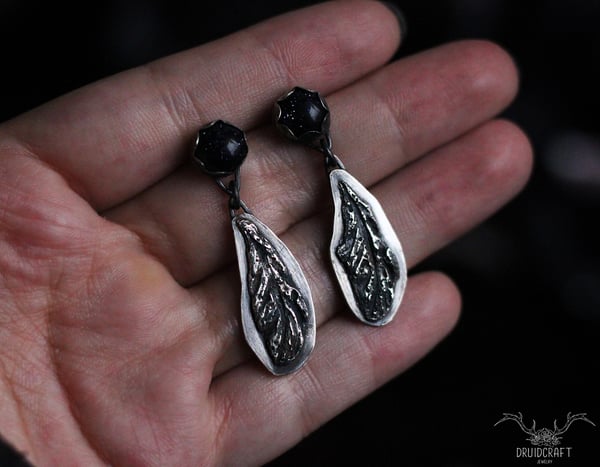 Image of Feather Earrings with Goldstone I