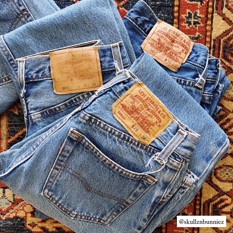 Custom to Order Levi 501 Buttonfly Style Vintage High Waist Blue Jeans -  all sizes, all washes