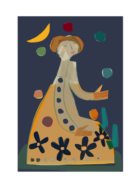 Image of Girl Juggling Under the Moon