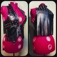 Image 1 of Studded fringed fauxleather vest with rings