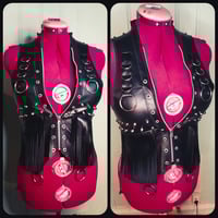 Image 2 of Studded fringed fauxleather vest with rings