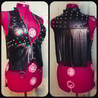 Image 3 of Studded fringed fauxleather vest with rings