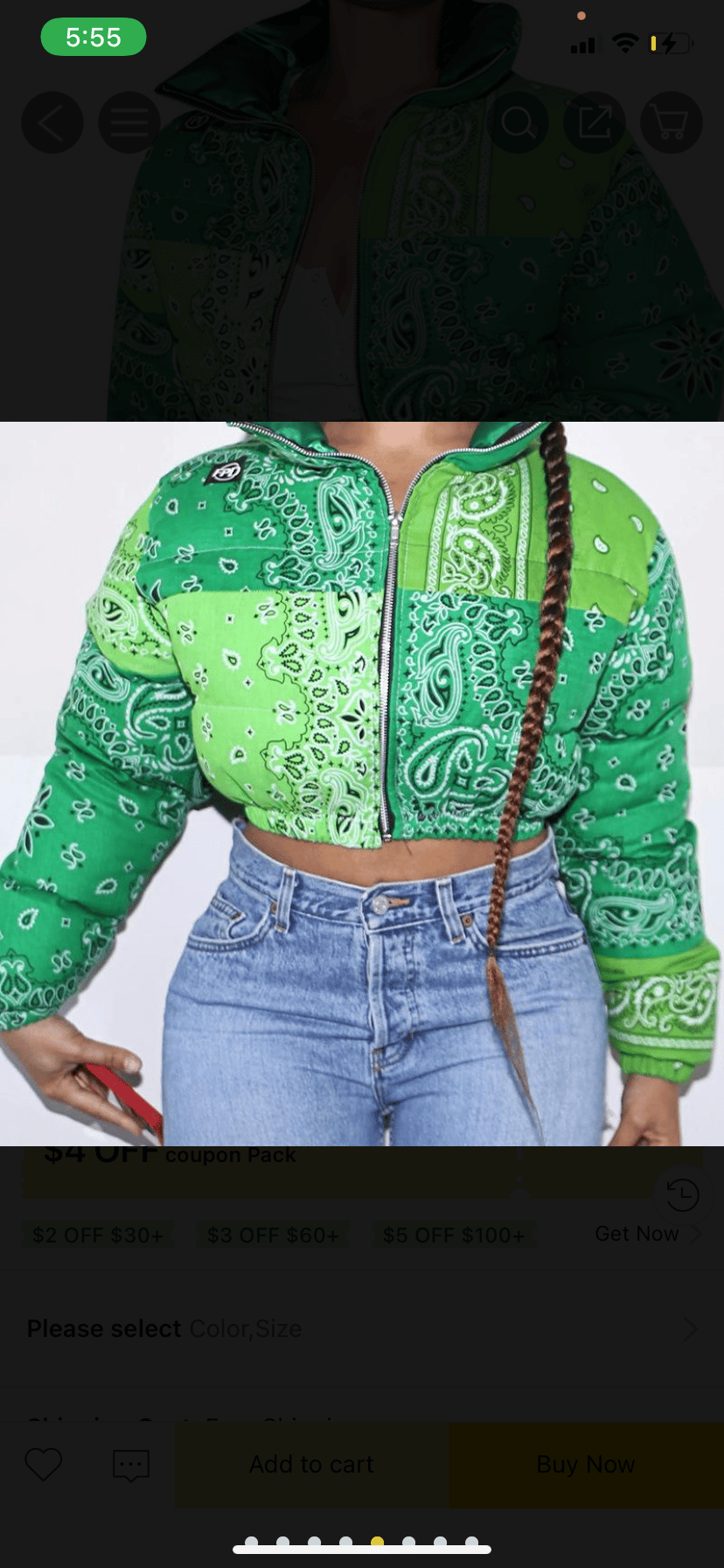 GREEN BANDANA PUFFER JACKET | SHEBABII'S TRAP HOUSE COLLECTION