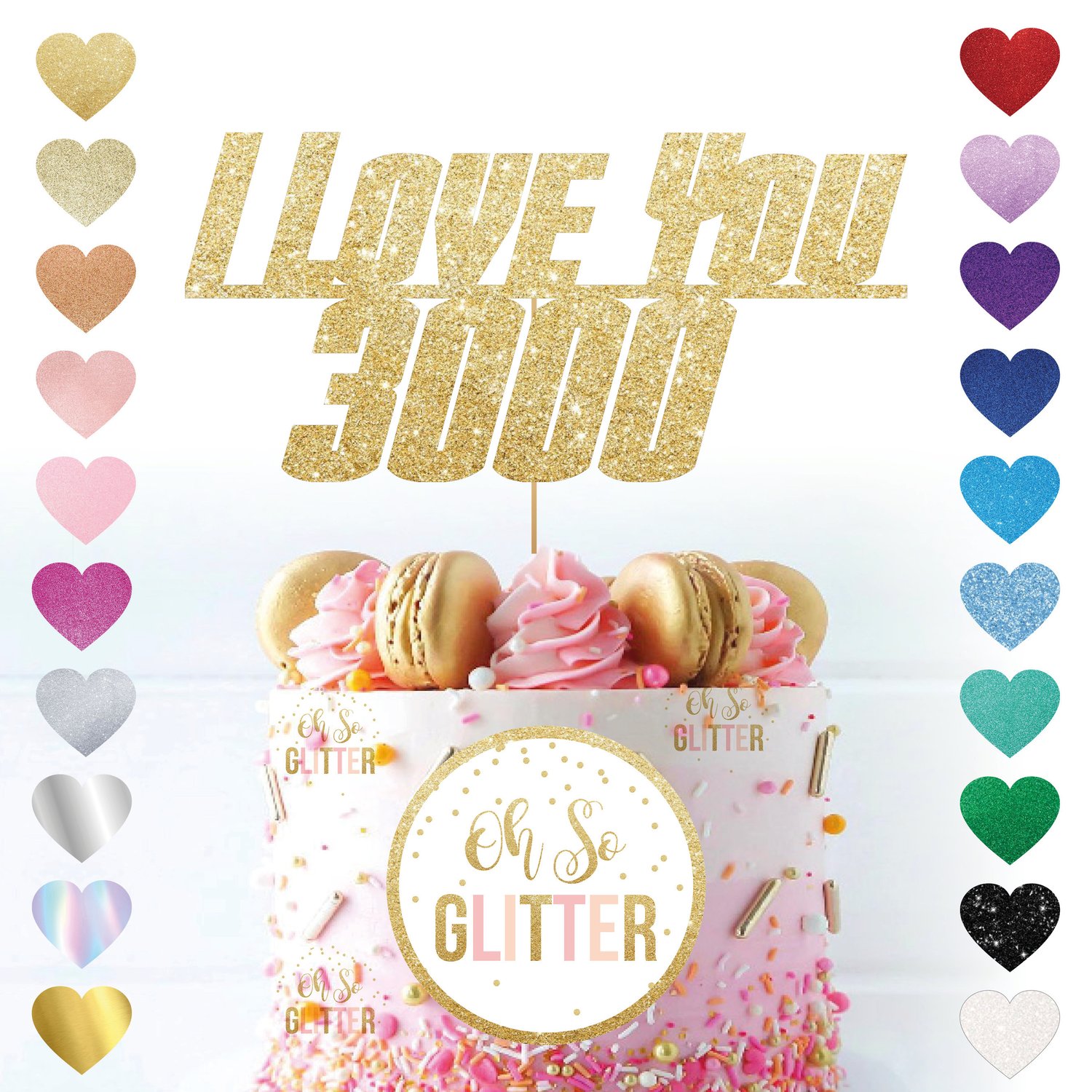 Image of Love You 3000 Glitter Cake Topper