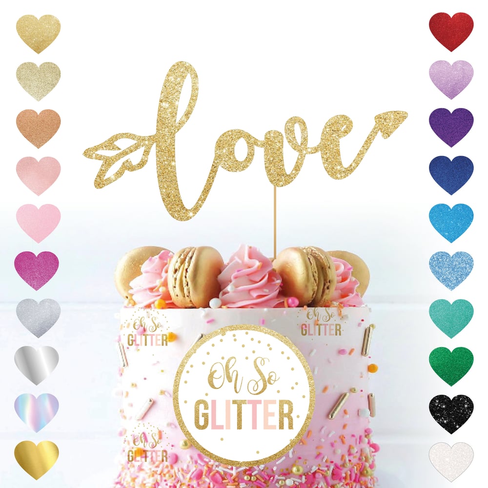 Image of Love Arrow Glitter Cake Topper