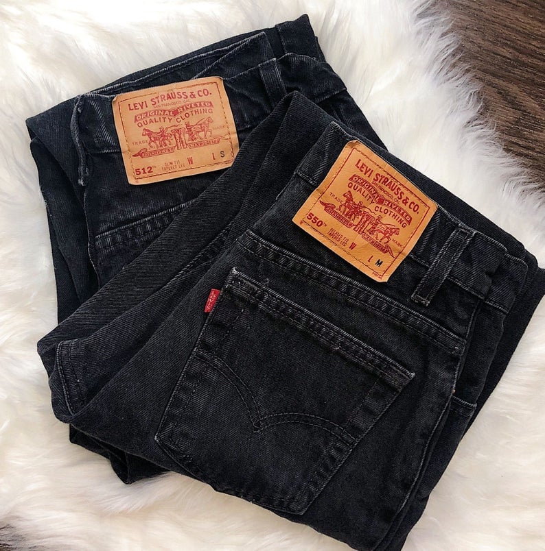 Custom to Order Levi Vintage High Waist Black Jeans all sizes