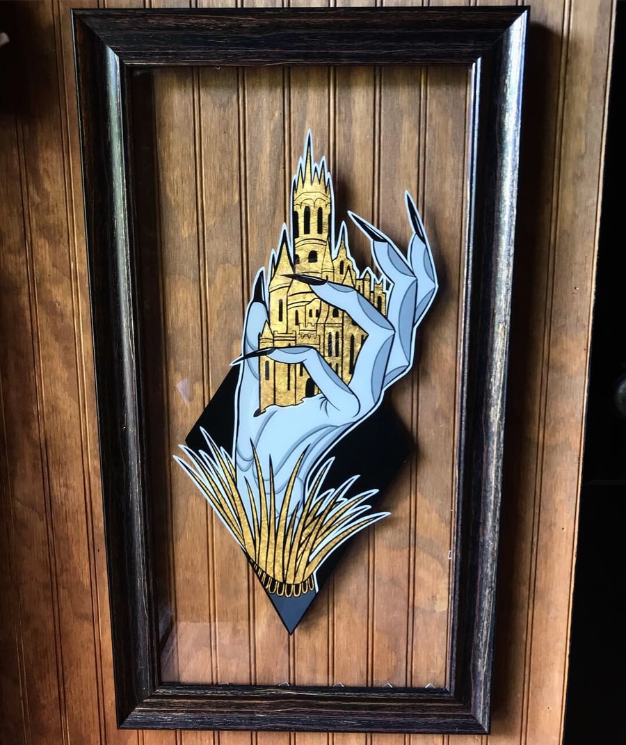 Image of Castle Hand Original Gold Leaf on Glass