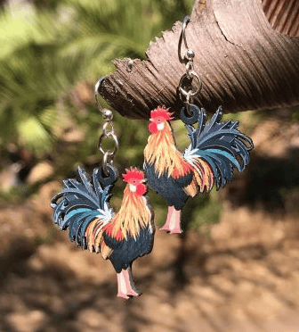 Image of Colorful Rooster Earrings