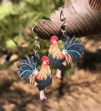 Image 2 of Colorful Rooster Earrings
