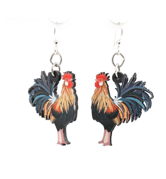 Image of Colorful Rooster Earrings