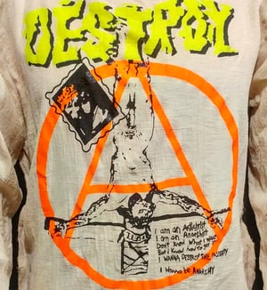 Image of DESTROY classic bondage shirt crucified jesus anarchist size Medium