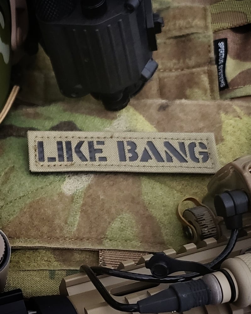 Image of "LIKE BANG" laser cut tan 
