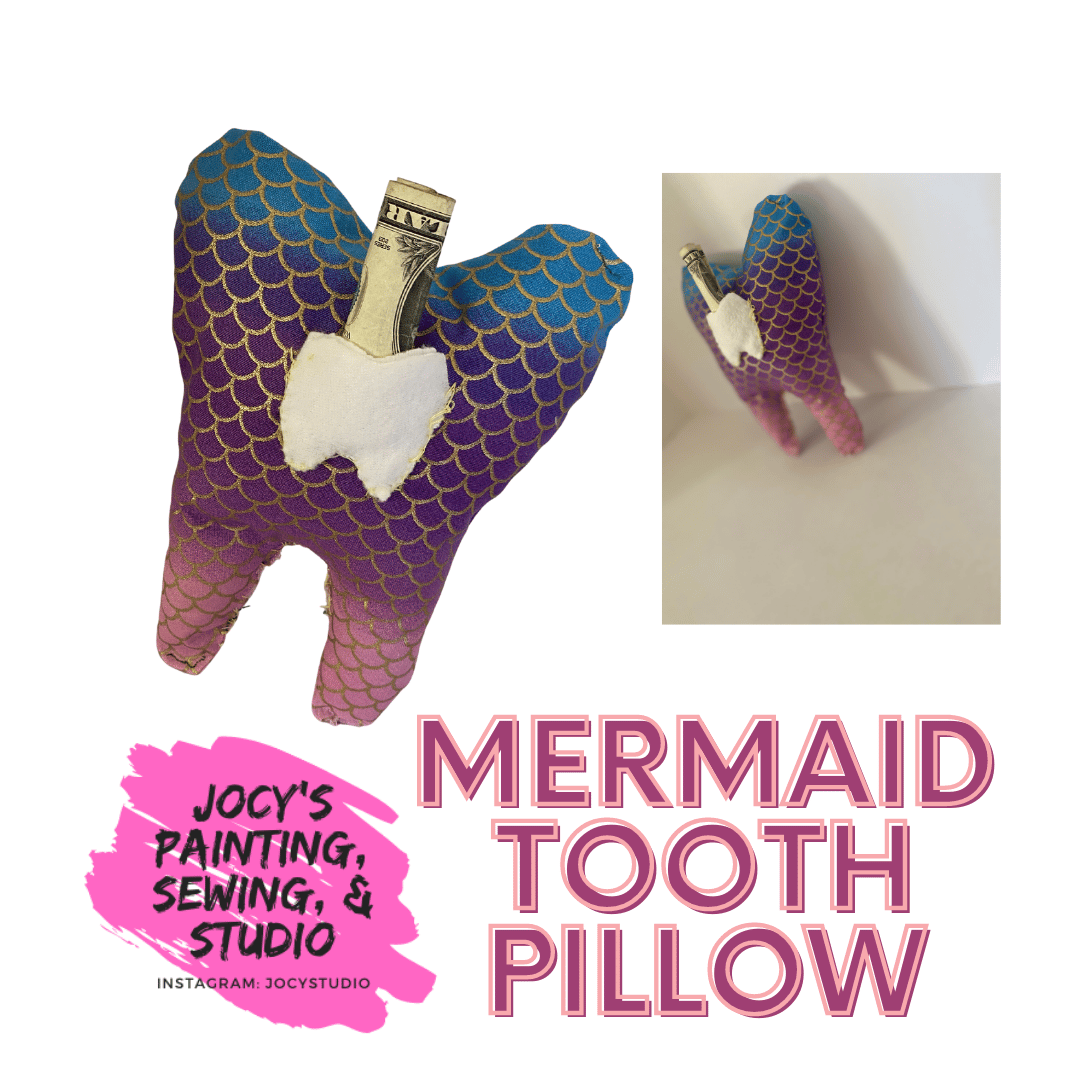 Image of Mermaid Tooth Fairy Pillow, Mermaid Pillow, Lost Tooth, Dental Graduation Gift