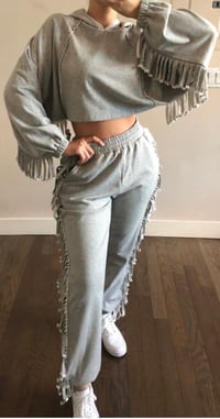 Fringe two piece jogger set 