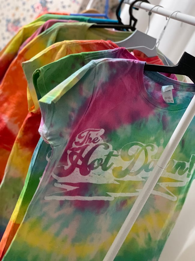 The Hot Damn! Tee hand tie-dyed by the band