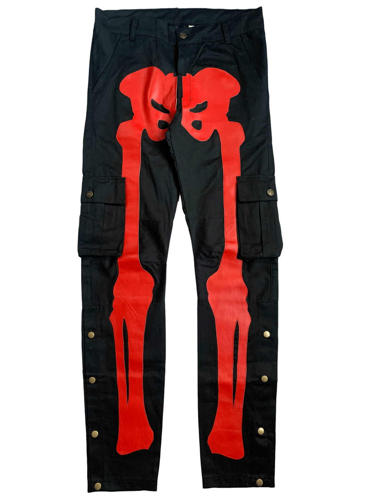 red snap cargo pants