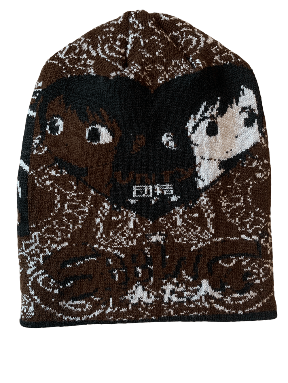 SEEING UNITY BROWN PAISLEY KNIT BEANIE