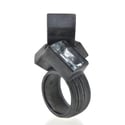 Contemporary sculptural oxidised silver ring set with aquamarine. Chris Boland Jewellery 