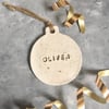Personalised  Name Christmas Bauble, Natural Clay Name Decoration, Handmade Name Tag