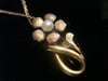 ART NOUVEAU 18CT ENAMEL FLOWER WITH CULTURED PEARL NECKLACE ON 9CT CHAIN