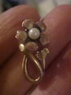 ART NOUVEAU 18CT ENAMEL FLOWER WITH CULTURED PEARL NECKLACE ON 9CT CHAIN