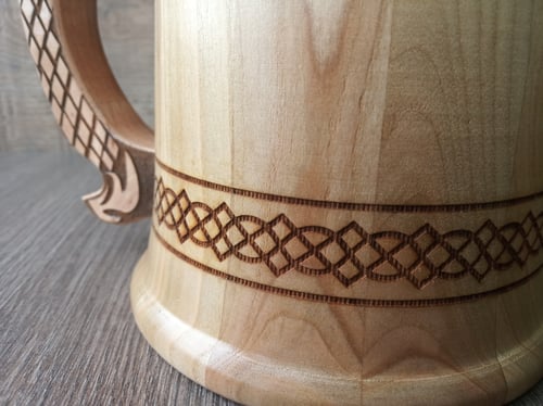 Image of Celtic knot wooden beer mug, Groomsmen gift, Gift for him, Wedding Gift , Celtic beer tankard