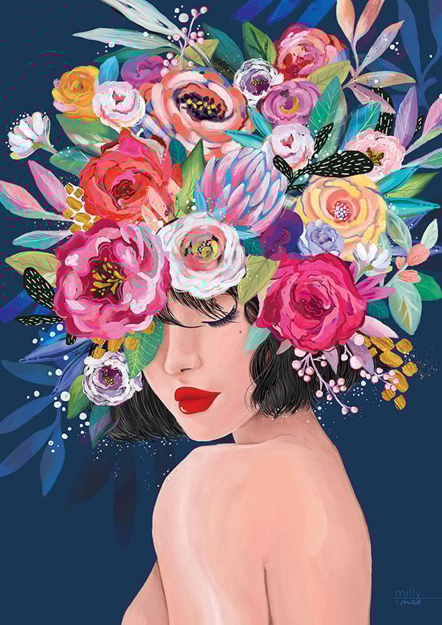 Primrose Navy - Art Print