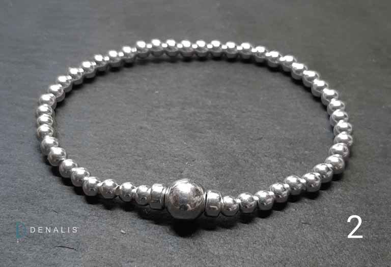 Esme sterling silver round and flat bead bracelets Image 3