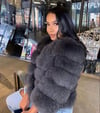 Dark Grey/Silver 5 Row Faux Fur Coat
