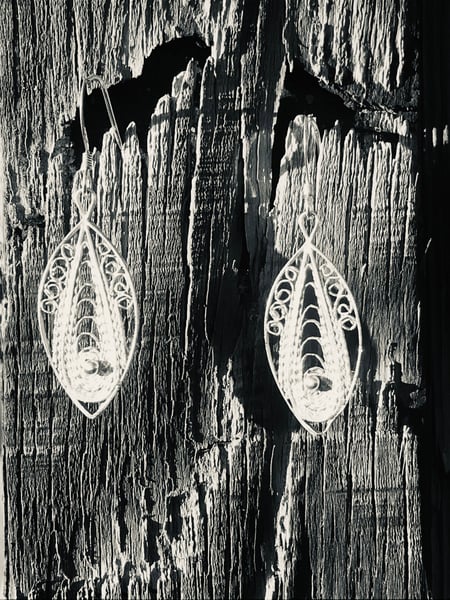 Image of Silver Filigree Drop Earrings