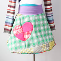 Image 1 of plaid patchwork vintage fabric heart 10 valentines day lined skirt courtneycourtney
