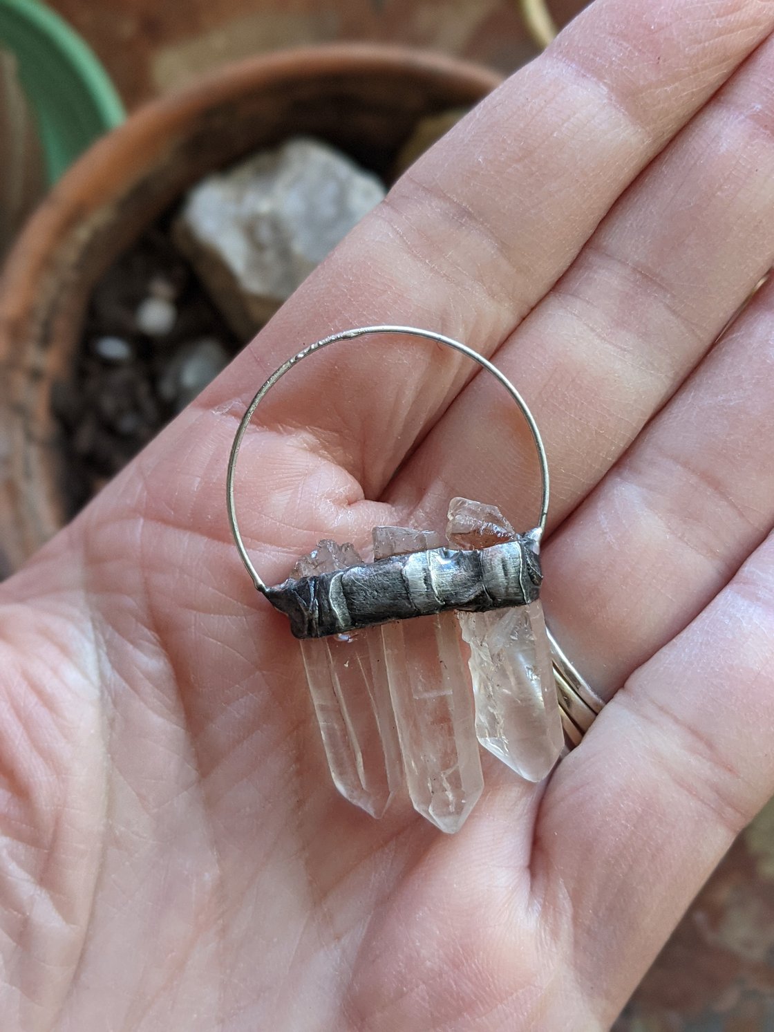 Image of Raw Quartz Trinity Necklace 