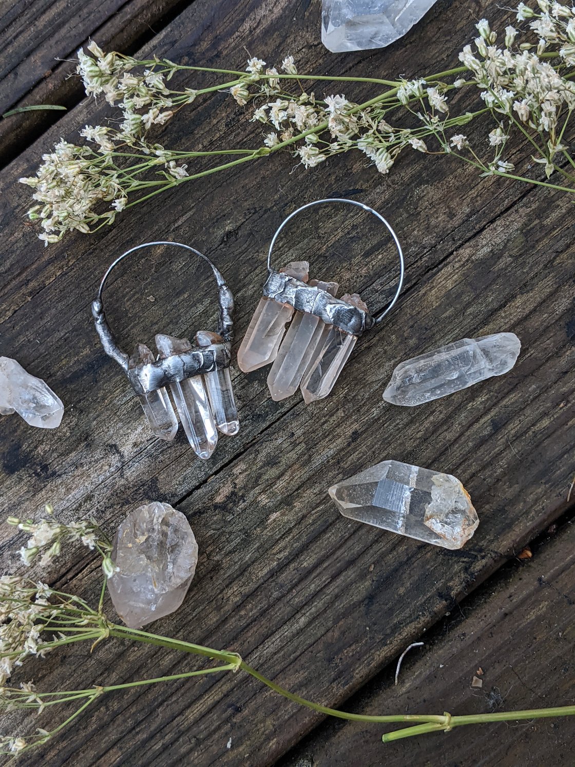 Image of Raw Quartz Trinity Necklace