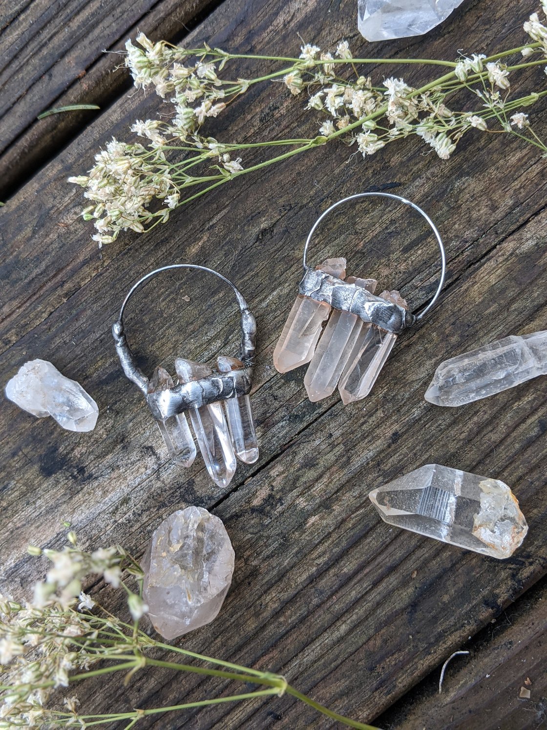 Image of Raw Quartz Trinity Necklace 