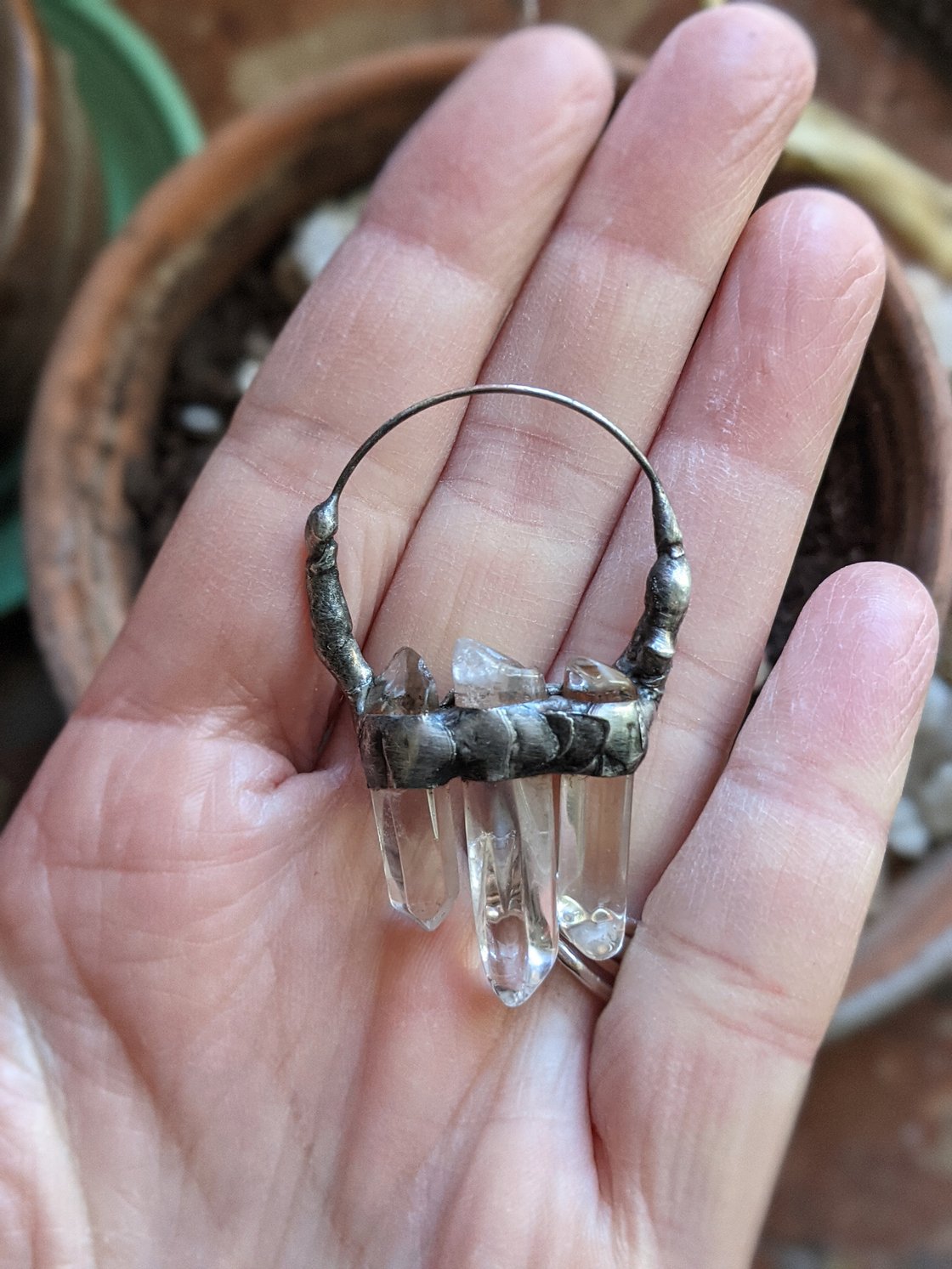 Image of Polished Quartz Trinity Necklace