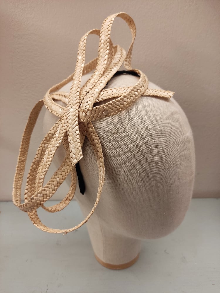 Image of Fascinator fiocco treccia di paglia