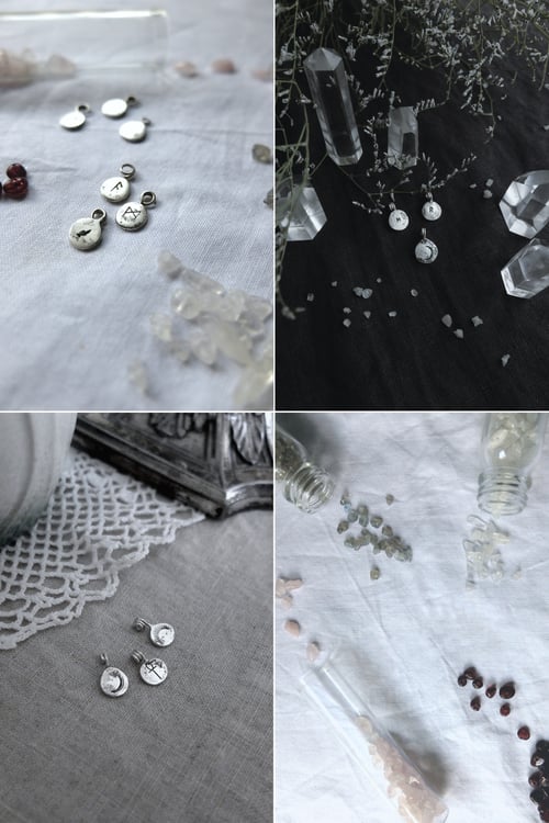 Image of LAST 2!! CEREMONIAL CORD HANDFASTING ↟ black & auburn handspun wool, sterling silver charms & gems