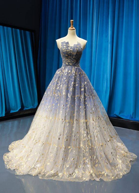 Unique Floral  Gradient Long Prom Dress, Evening Gown Party Dress