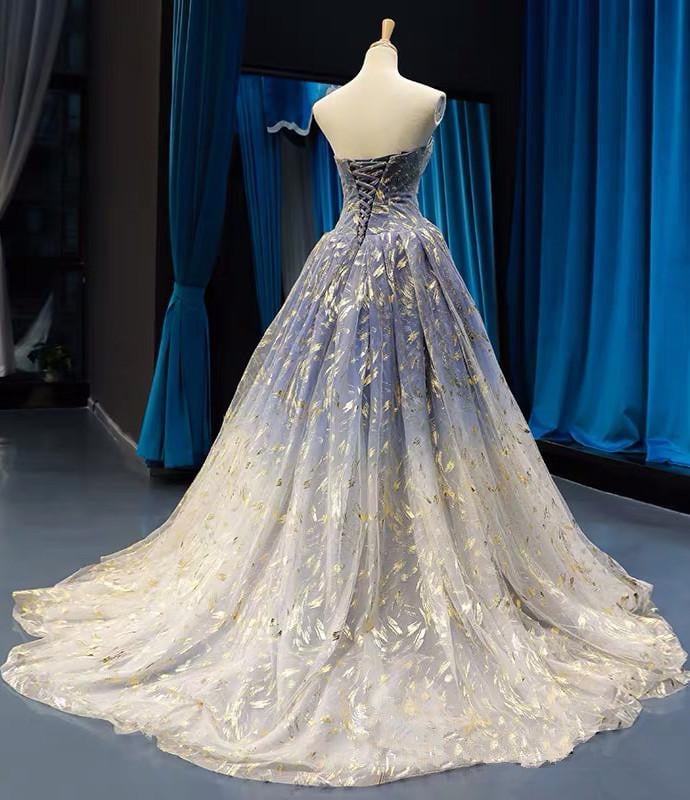Unique Floral  Gradient Long Prom Dress, Evening Gown Party Dress