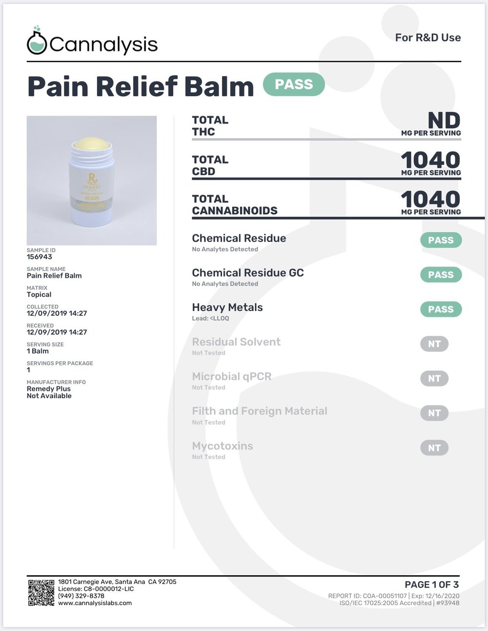 1000MG - Pain Relief Balm - Remedy+ CBD