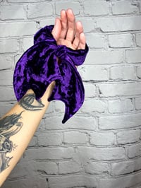 Image 2 of Purple Crushed Velvet  Bat Wing Scrunchie 