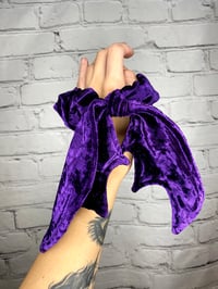 Image 1 of Purple Crushed Velvet  Bat Wing Scrunchie 