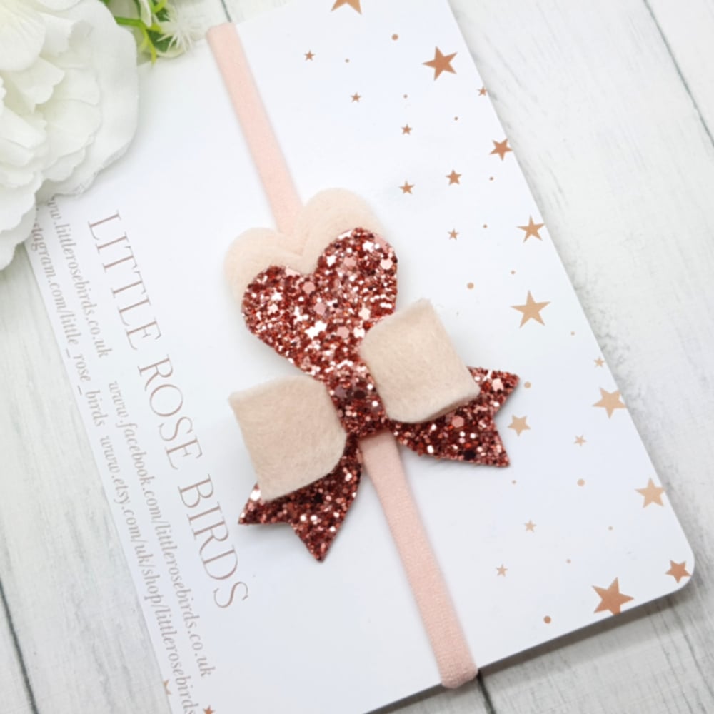 Image of Rose Gold Heart & Bow 