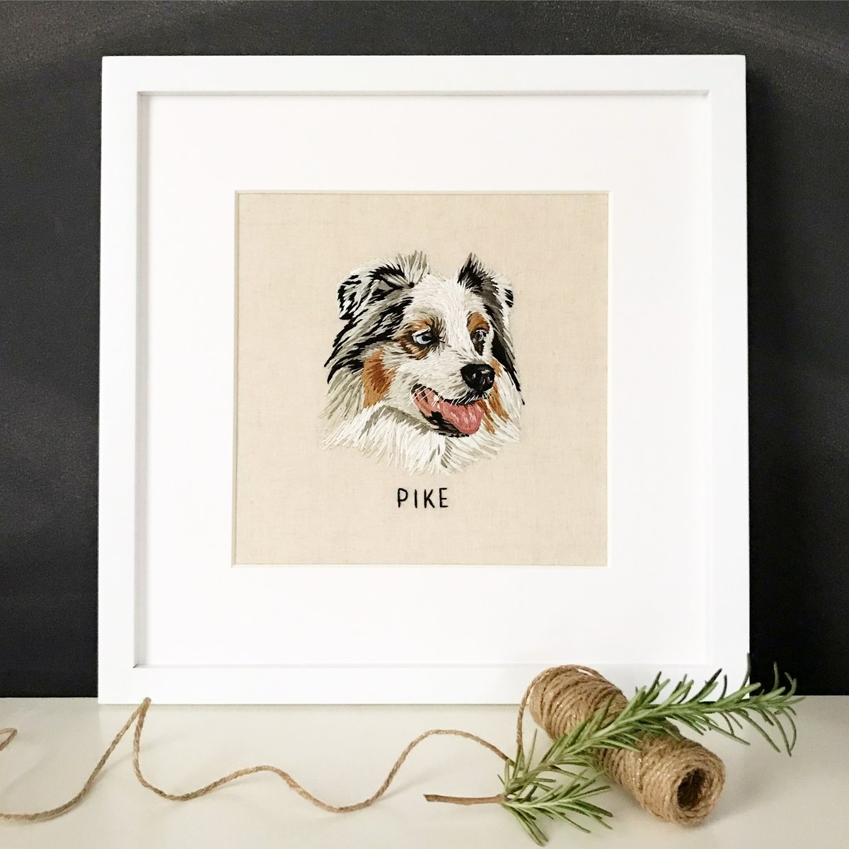Custom Hand Embroidered Pet Portrait - FRAMED