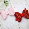 Pink & Red Heart Bow Set