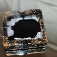 Black, gold &amp; white ashtray.