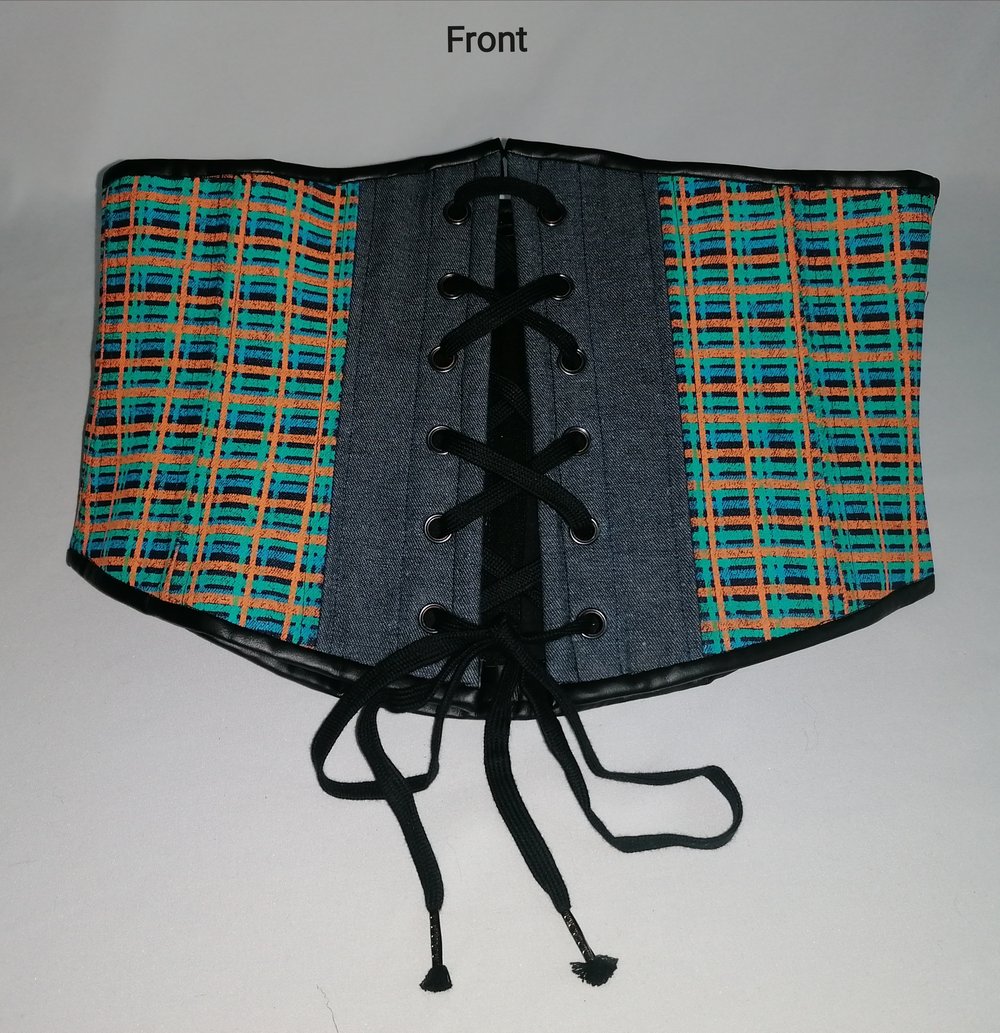 DENIM STRIPES UNDERBUST CORSET