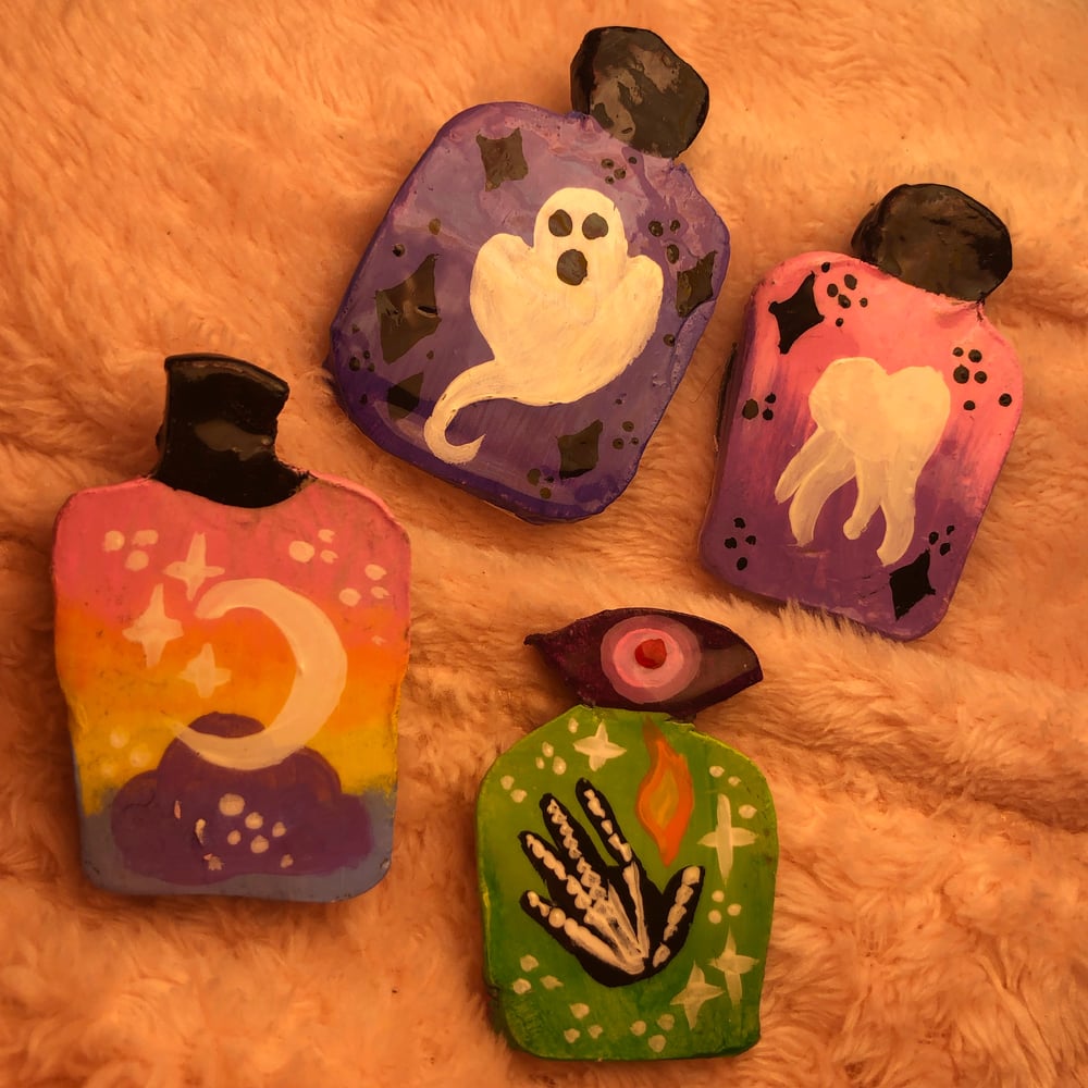 Image of Dark Elixir Bottle Handmade Clay Pins
